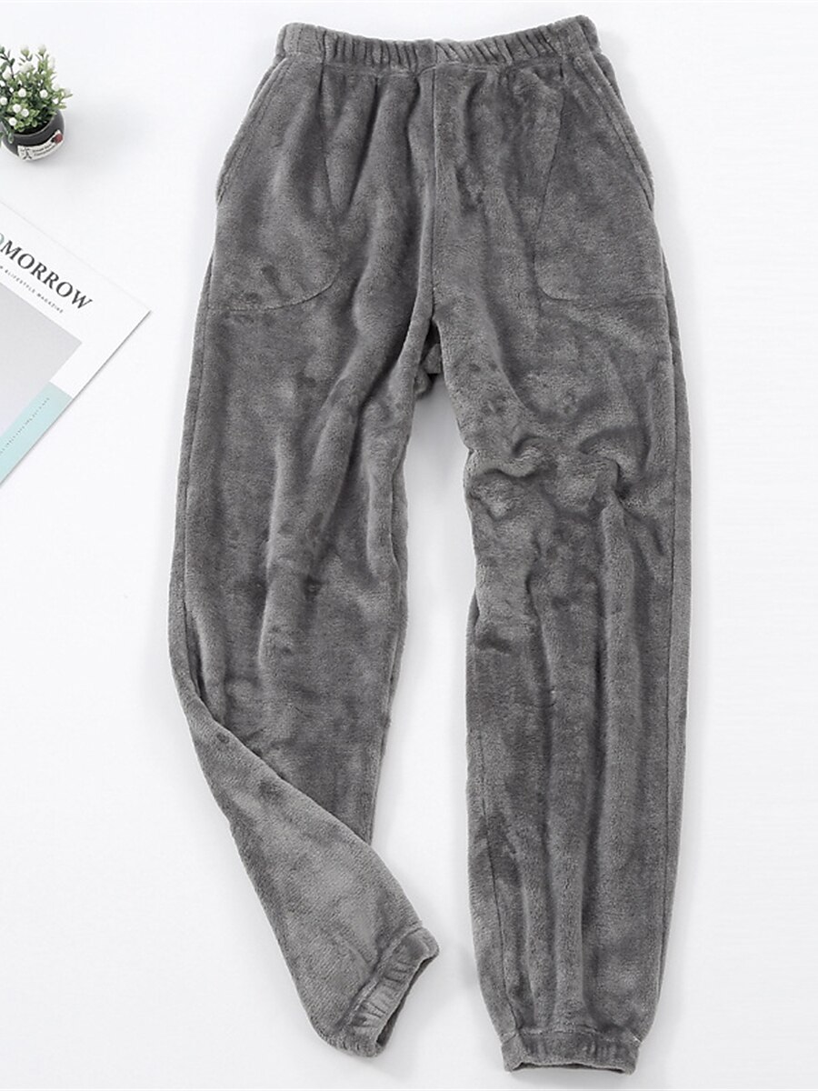 dam loungewear byxor prick enkel plysch fritidshem daglig semester flanell varm andningsbar byxa resår midja höst vinter hem outfits 2025 - $16.99 –P4