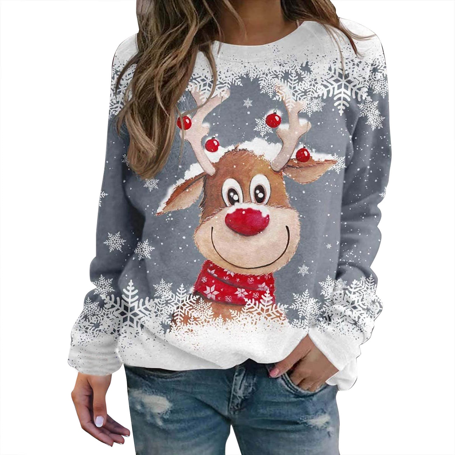 Navidad Reno Sudadera Pullover Sudadera navideña divertida Impresión 3D Estampado Gráfico Para Pareja Hombre Mujer Adulto Navidad Carnaval Mascarada Impresión 3D Fiesta Festival 2025 - $24.99 –P4