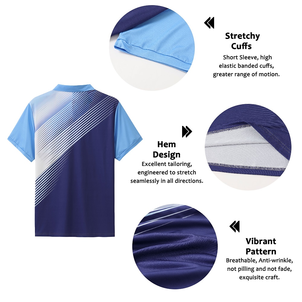 Homme Rayé Polos de Sport Chemise de golf Manche Courte Polos Chemises à Col Occasionnel Vêtements de sport Vêtements de vacances Boutons Impression 3D Noir Blanche Jaune de 2026 ? $23.99 –P2