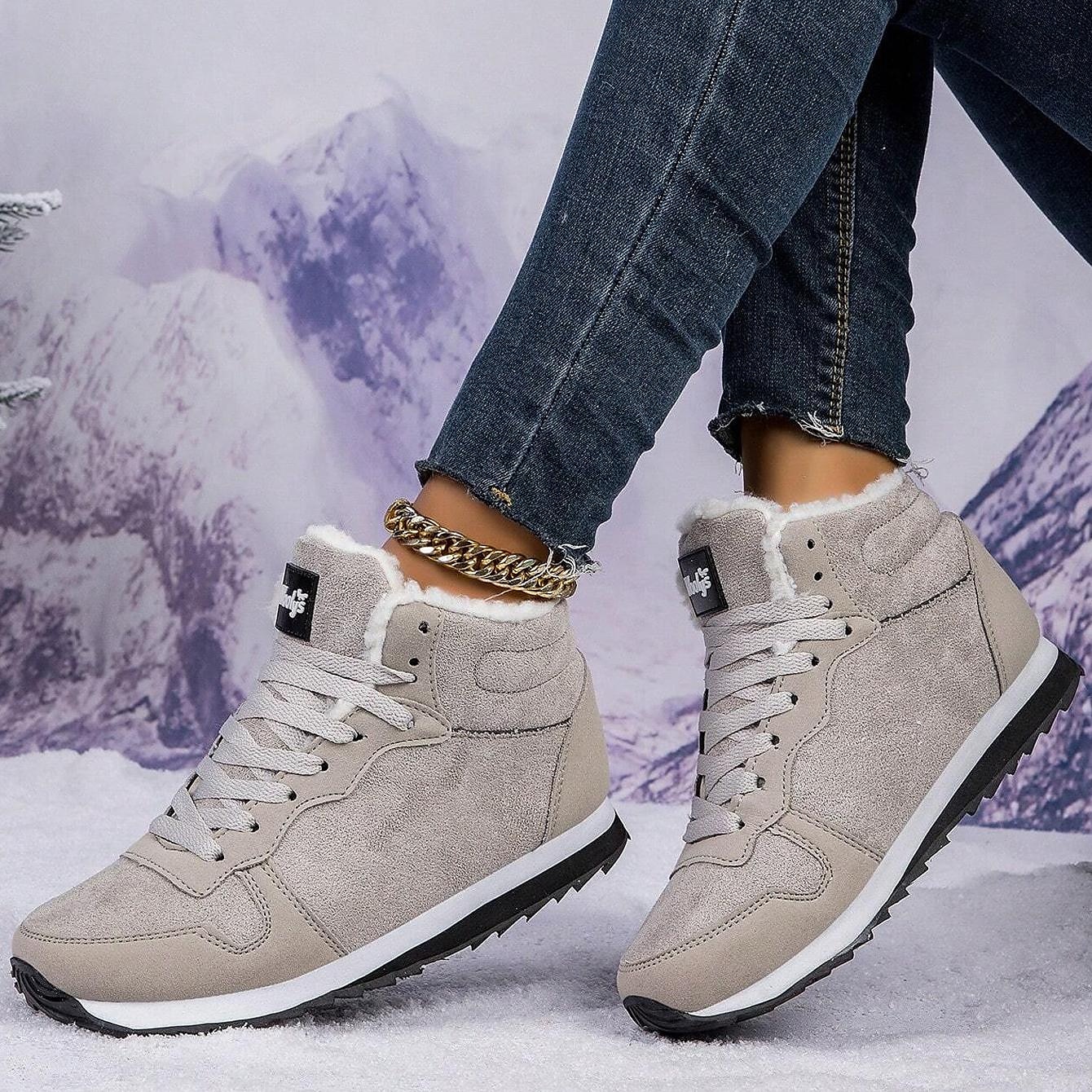 Women's Faux Suede Winter Sneakers with Plush Lining - Casual Warm Lace-Up Shoes for Cold Weather 2025 - $32.99 –P2
