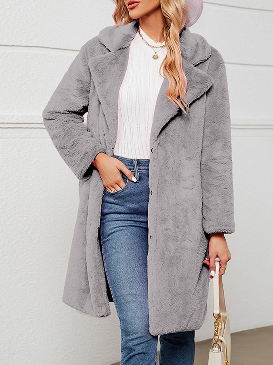 Dame Fleece-jakke Teddyfrakk Hold Varm Pustende Fleece Lined Fritid Gate stil عادي Feriereise Gate Dagligdagstøy Ut på byen Åpen Forside Lang Aftæpning Normal Langermet Yttertøy Svart Vin Fuksia Høst 2025 - $41.99 –P12