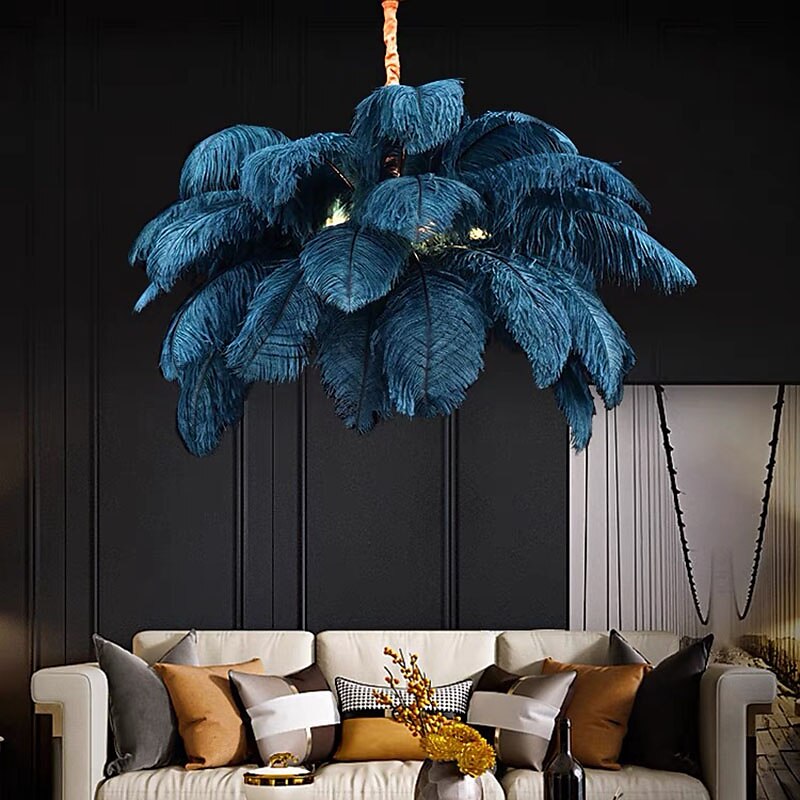 Lampadario A Sospensione A Led Splendido Lampadario A Sospensione Con Bouquet Di Piume Di Struzzo Bianche Extra Large, Lampadario A Sospensione Romantico Per La Camera Da Letto Del Ristorante del 2025 a $481.49 –P2