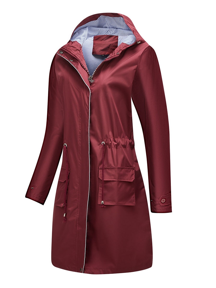 Dam Trenchcoat Utomhus Gata Dagligen Höst Vinter Lång Täcka Normal Regnsäker Håller värmen Andningsfunktion Stylish Nutida Ledigt Jacka Långärmad Slät Snörning Med fickor Svart Gul Vin 2025 - $62.99 –P16