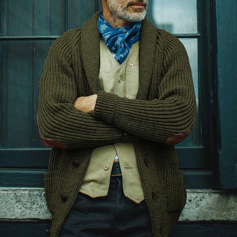 Homens Sueter Cardigan suéter cortado Estriado Tricotar Padrão Bolsos  Tricotado Tecido Xale Aquecimento Contemporâneo Moderno Roupa Diária Para  Noite