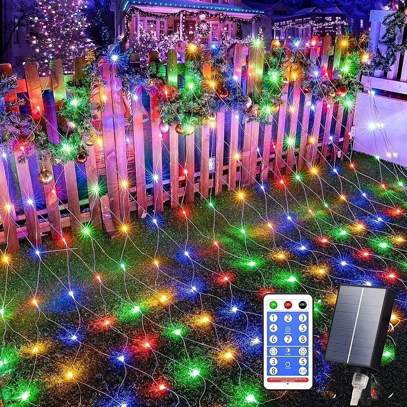 3M Lichterketten 192 LEDs EL Warmweiß Mehrfarbig LED-Netzmaschen-Lichterketten Halloween Solar Weihnachtsdekoration 24 V 2025 - $61.99 –P1