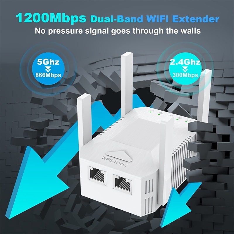 1200Mbps 2.4G/5G Dual Band Wireless Internet WiFi Repeater/Router/AP *  Booster For Home Larger Coverage Extender And * Amplifier