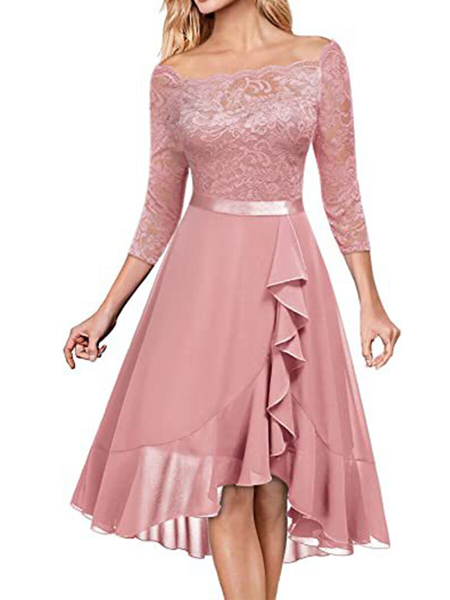 Per donna Abito Midi Abito in Pizzo Vestito da Festa Abito da Cocktail Abito da invitata a nozze Moda Festa Moderno Vacanza Festa serale Matrimonio Vestibilità regolare Colore Puro Mezza Manica del 2026 a $45.99 –P7