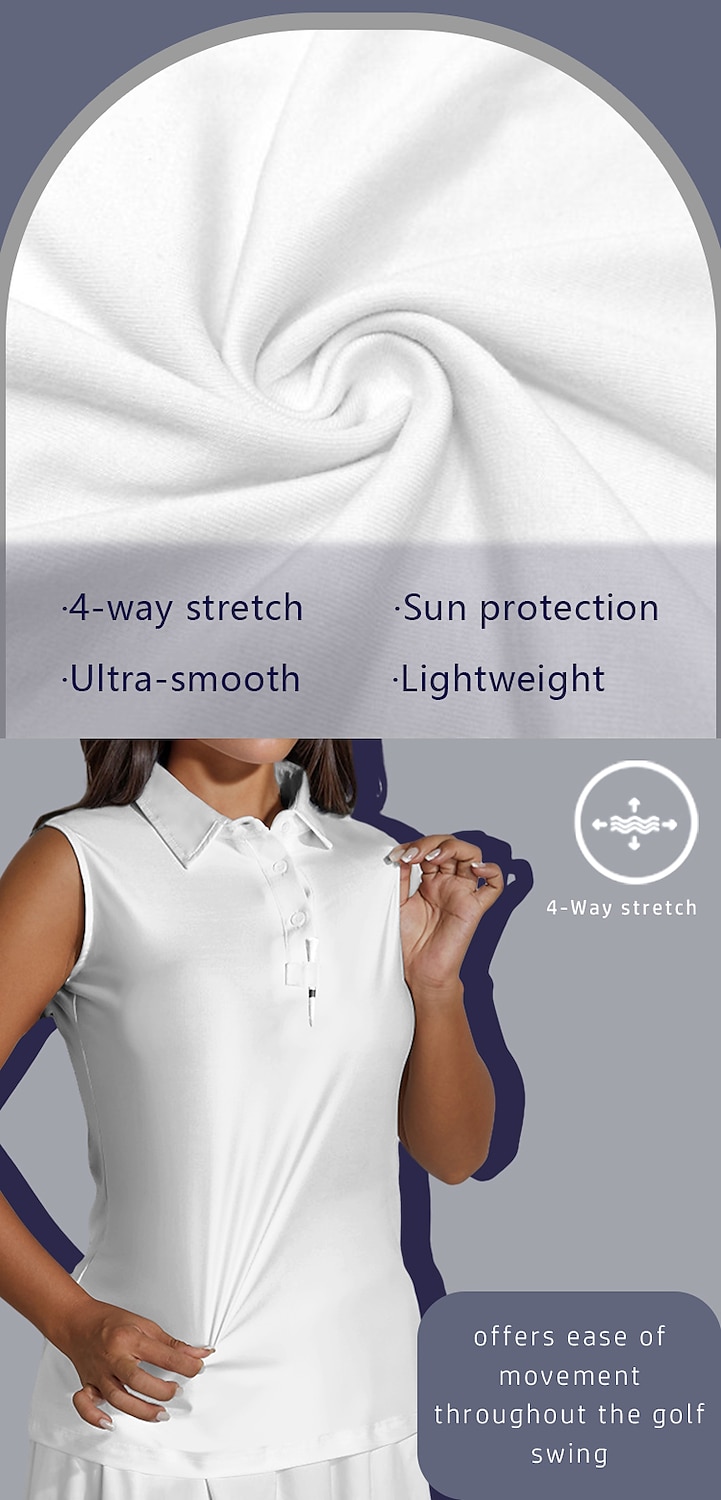 Women's Golf Polo Shirt Yellow Sleeveless Sun Protection Top Floral Ladies Golf Attire Clothes Outfits Wear Apparel 2025 - $25.99 –P2
