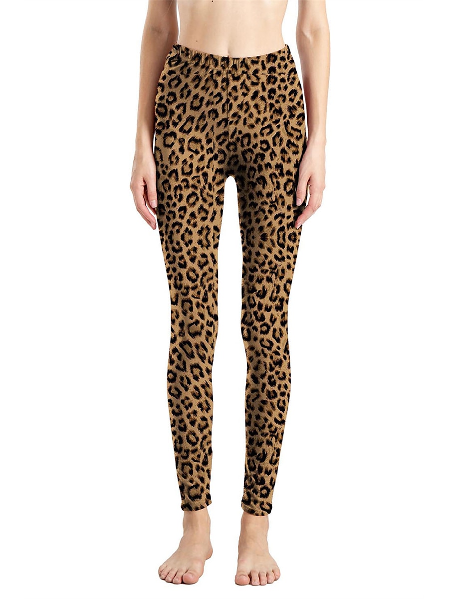 Women's Leggings Active Fashion Full Length High Waist Leopard Gradient Snake Print Elastic Waist Print Breathable Soft Comfortable Micro-elastic Outdoor Vacation Home Leopard Print 0358 blue and 2025 - $13.99 –P21