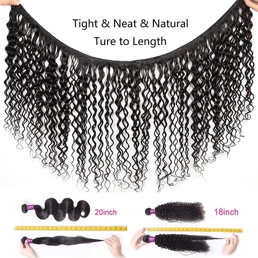 Deep Wave Bundles Human Hair 3 Bundles 16 18 20 Inch 10A Brazilian 100% Unprocessed Virgin Human Hair Wet and Wavy Bundles Deep Curly Weave Human Hair Extensions Natural Black 2025 - $131.99 –P4