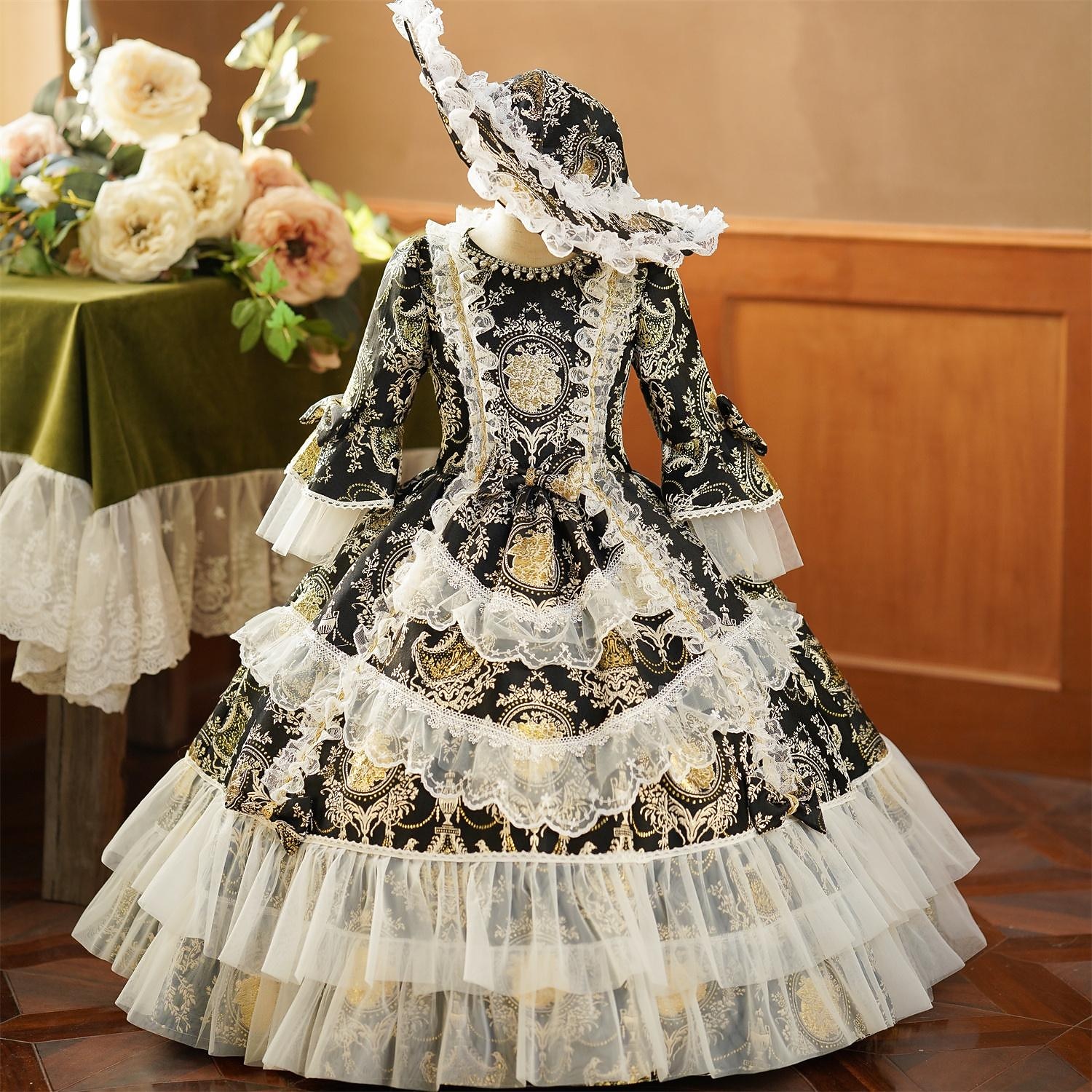 Gotico Rococò Ispirato al vintage Vestito Costume da festa Mascherata Principessa Shakespeare Tinta unica Abito da ballo Costume Ragazze Reale Halloween Carnevale Giornata universale dell'infanzia del 2026 a $133.99 –P6