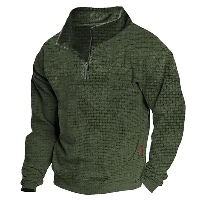 Per uomo Maglia Felpa con zip corta Nero Bianco Verde militare Blu marino Grigio scuro Mezza zip Semplice A coste Testurizzato Trama a maglia Sport & Outdoor Quotidiano Ferie Poliestere Streetwear del 2026 a $25.99 –P7