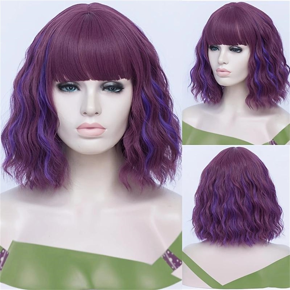 zvýraznění krátká kudrnatá vlnitá bobová paruka syntetická paruka s ofinou anime cosplay paruka na halloweenskou cosplay party paruky na vánoční večírek 2025 - $18.99 –P9