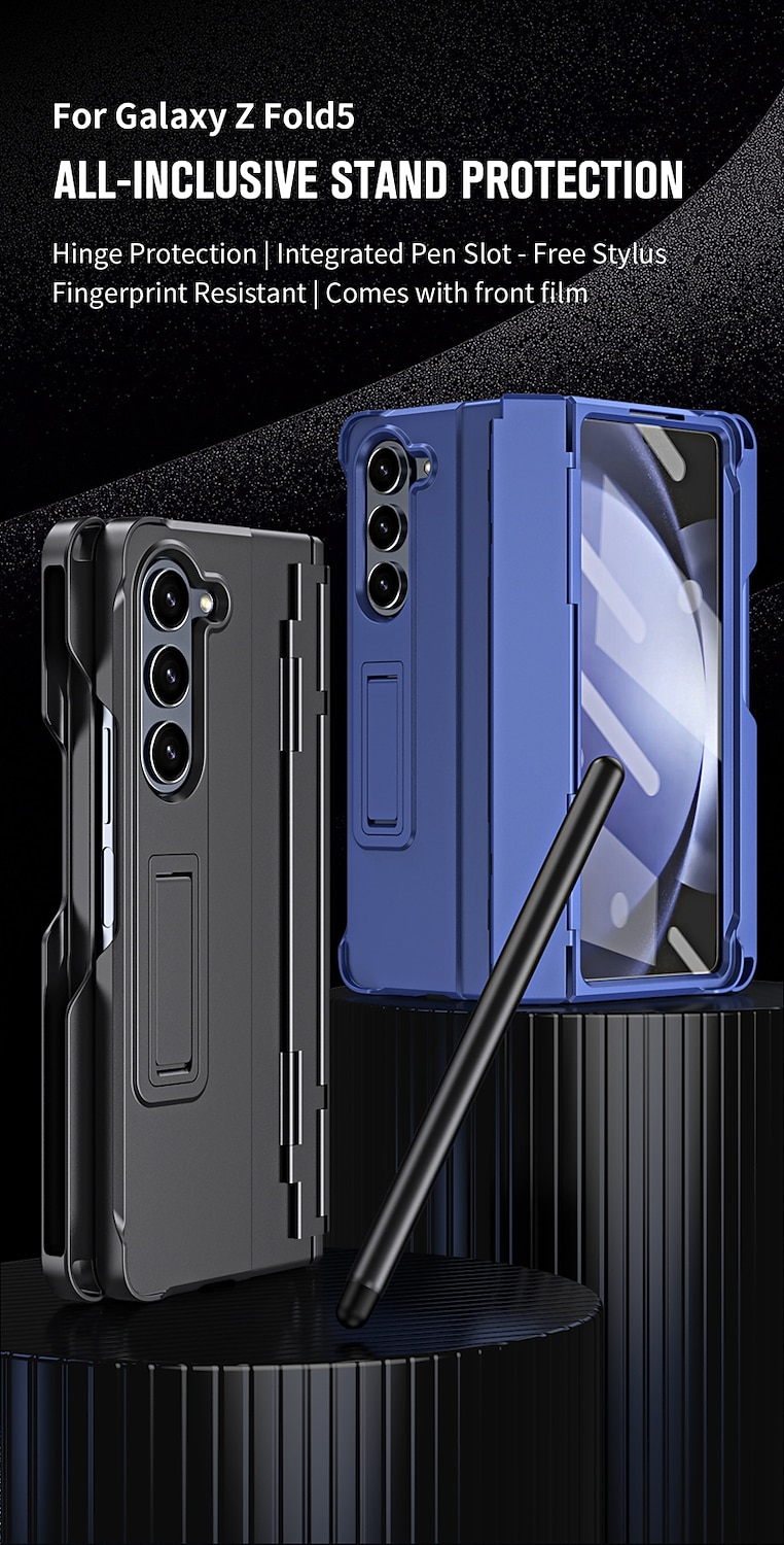 Phone Case For Samsung Galaxy Z Fold 6 Z Fold 5 Z Fold 4 Z Fold 3 Back Cover with Stand Holder with Screen Protector Magnetic Solid Color PC 2026 - $28.99 –P2