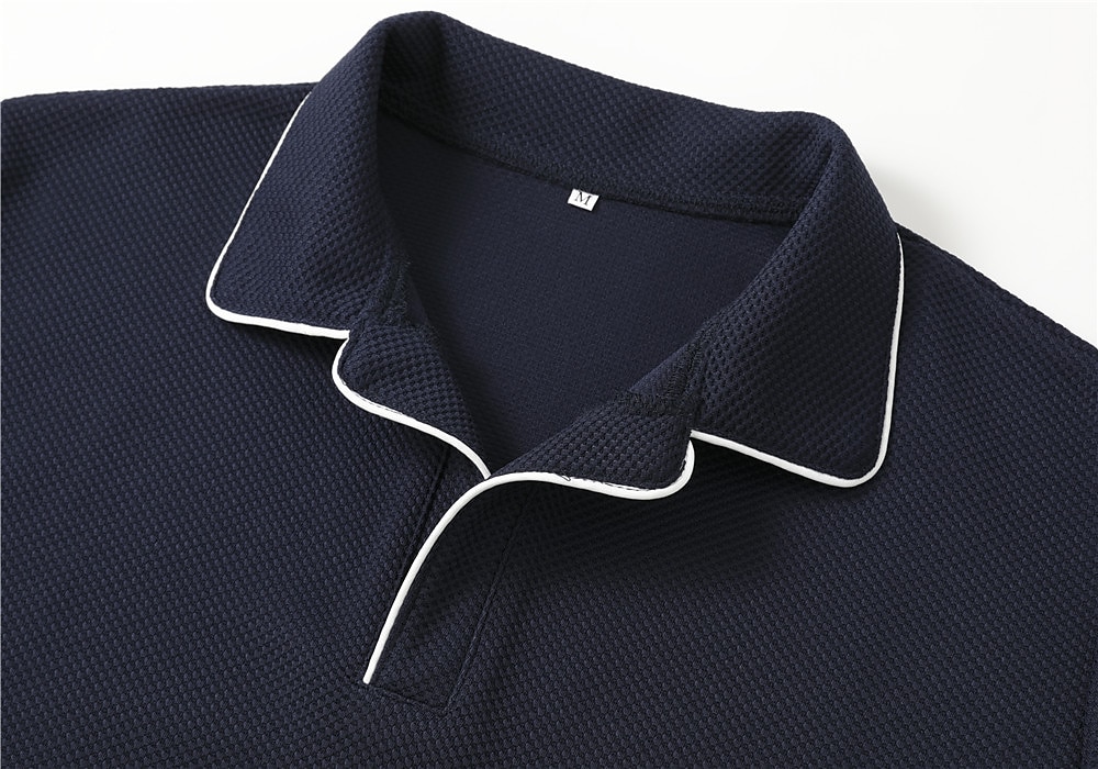 Per uomo Magliette Polo a Nido d'Ape Testurizzato Casuale Sportivo Bavero Manica Corta Muscolo Stile Vecchio Denaro Semplice Patchwork Estate Vestibilità regolare Nero Bianco Blu marino Grigio del 2026 a $20.99 –P3