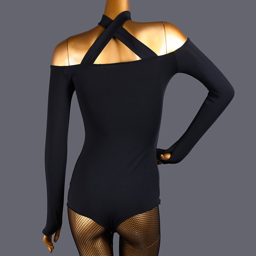 tanssi salsa latinalaistanssi juhlatanssi trikoo / onesie hollow-out puhdas väri splicing naisten suorituskyky koulutus pitkähihainen korkea spandex 2025 - $24.99 –P2