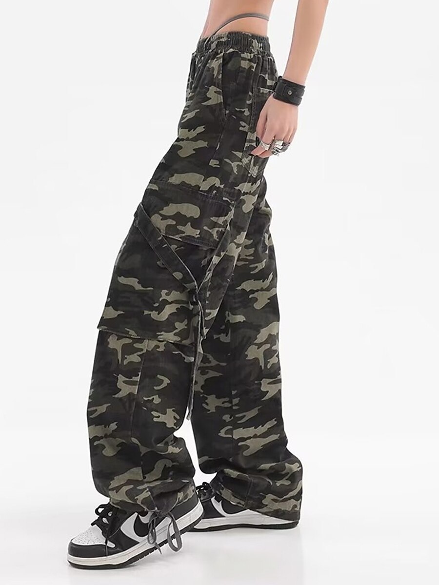 Women‘s Cargo Camo Camouflage Pants Pants Trousers Full Length Fashion Streetwear Street Daily Grey Green M L Fall Winter 2023 - US $32.99 –P6