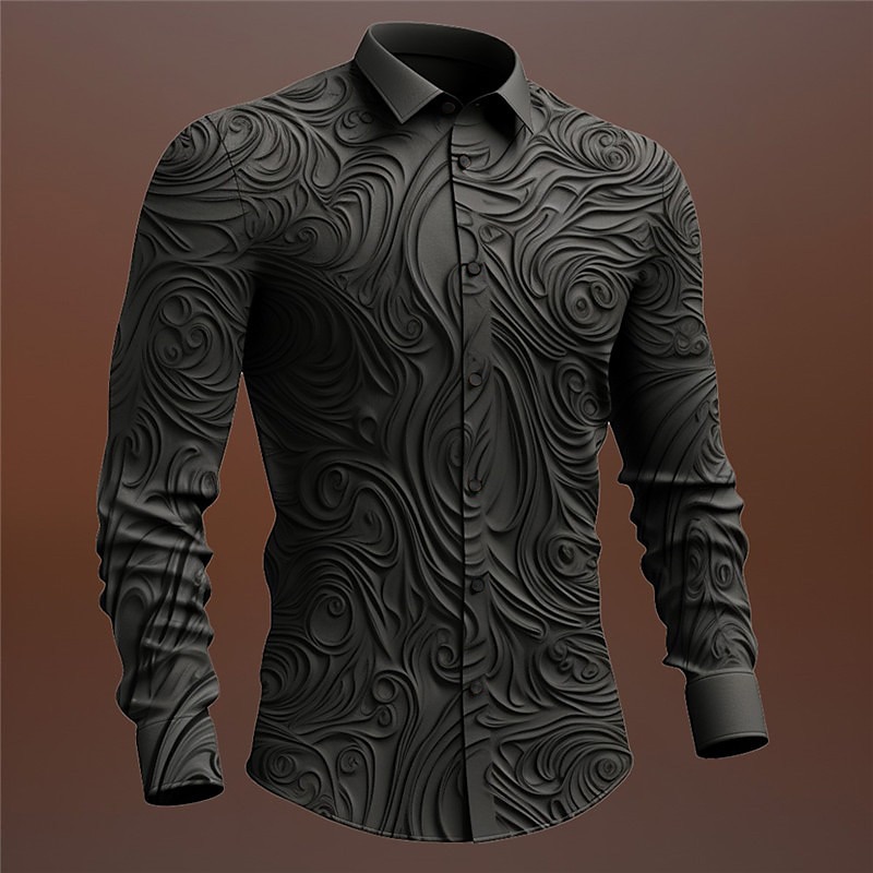 Hombre Tótem Camisa Abotonar la camisa Manga Larga Vintage Gótico Exterior Víspera de Todos los Santos Calle Otoño invierno Cuello Vuelto Botones Estampado Negro Morado Verde Trébol Color Caquí 2025 - $26.99 –P3