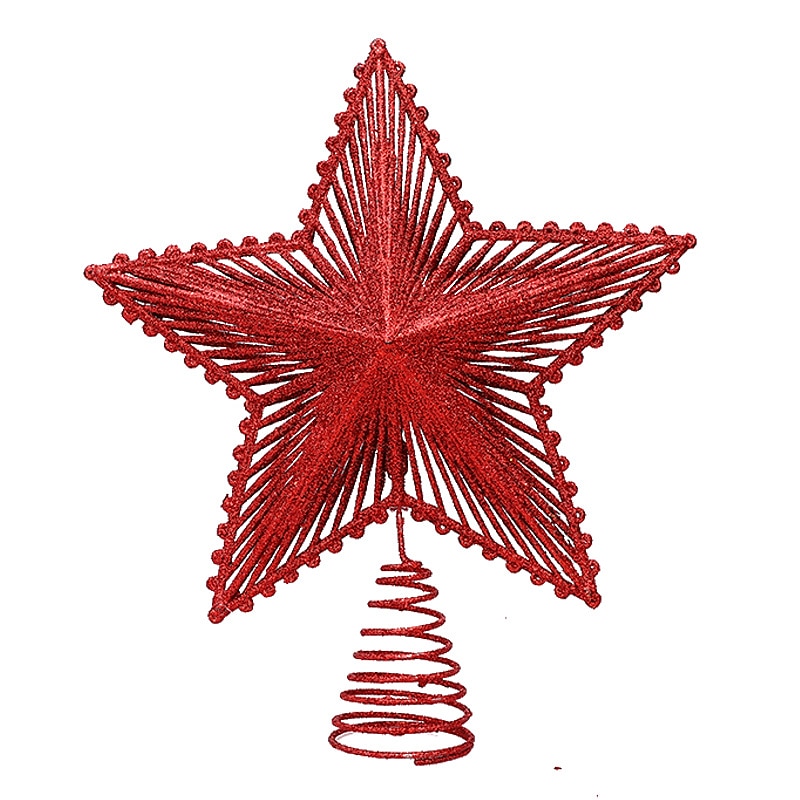 Stella puntale dell'albero di Natale, decorazione della parte superiore dell'albero, layout della scena della stella con la parte superiore dell'albero a grana dritta con paillettes, decorazione da del 2025 a $2.99 –P4