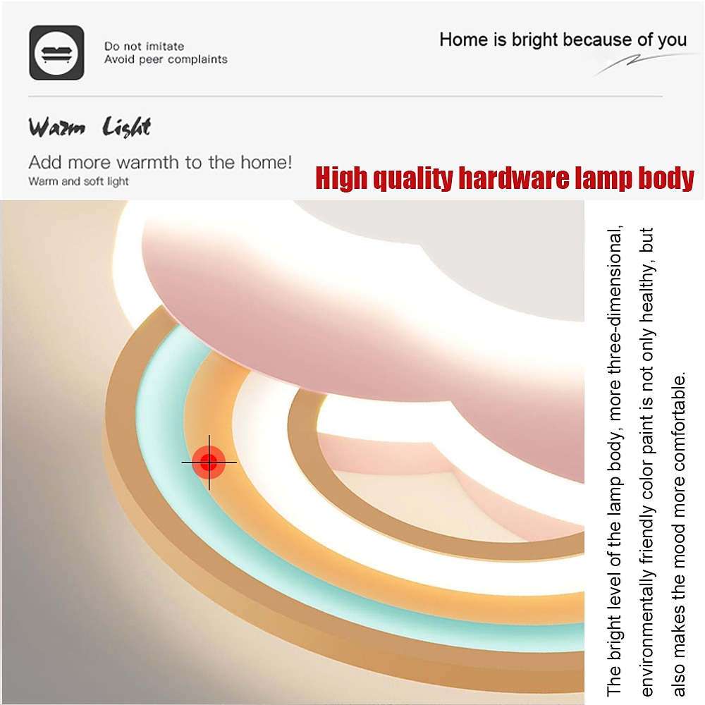 LED Ceiling Light Acrylic Rainbow Cloud Flush Light Cartoon Pink Lamp Modern Creative Personality Design Ceiling Light for Kids Bedroom Girls Boys Room Study Room AC110V AC220V 2025 - $215.89 –P3