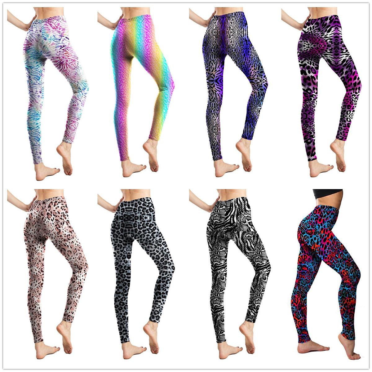 Women's Leggings Active Fashion Full Length High Waist Leopard Gradient Snake Print Elastic Waist Print Breathable Soft Comfortable Micro-elastic Outdoor Vacation Home Leopard Print 0358 blue and 2025 - $13.99 –P1