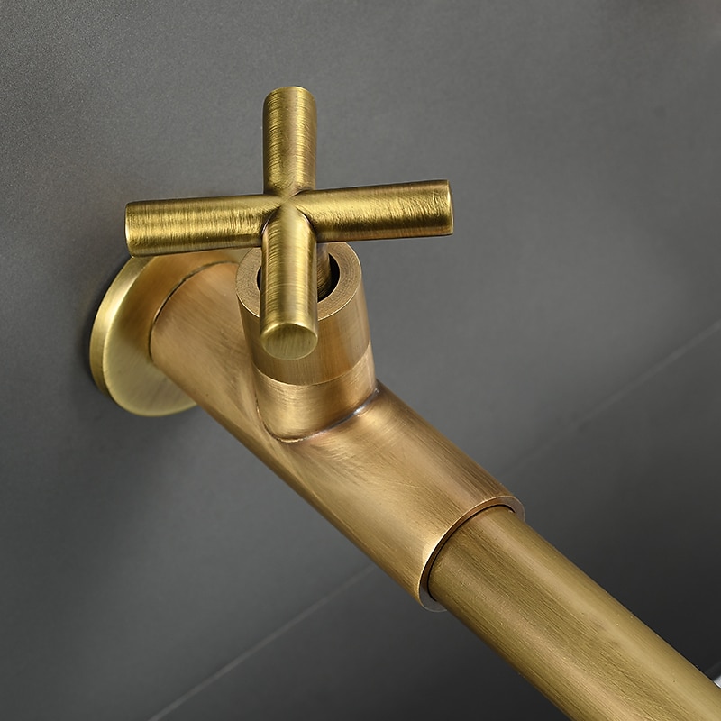 Wall Mounted Bathroom Sink Faucet, Brass Constructed Single Handle One Hole Long Reversible Spout Bath Mixer Taps for Bathroom Sink Tall Vessel in Black Chrome Antique Brass Silver 2025 - $77.99 –P14