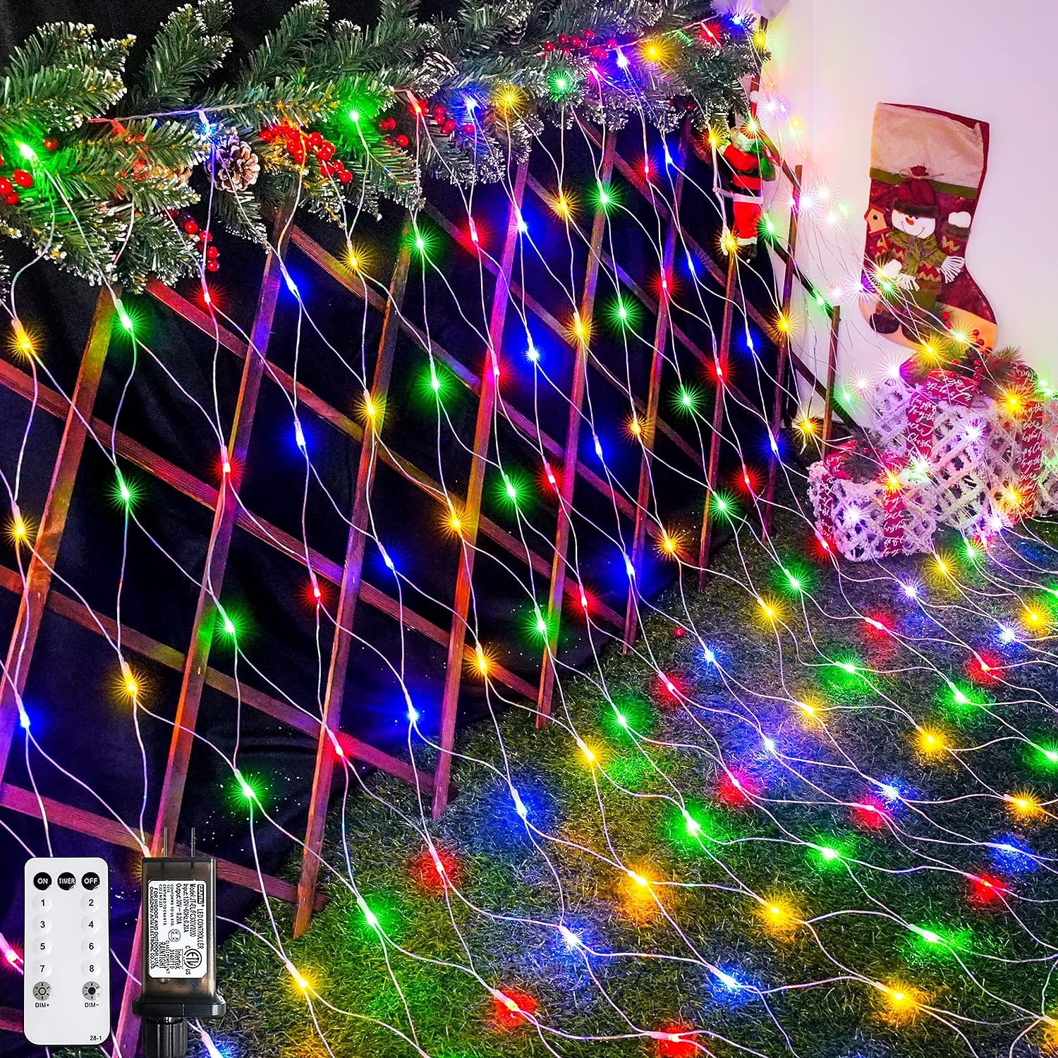 julepynt nettlys lavspent sikkerhetsplugg 8 funksjon fjernkontroll bryllup ferie halloween innendørs og utendørs dekorasjon 6 * 4m 672led/3 * 2m 192led/1,5 * 1,5m-96led 2025 - $37.99 –P11