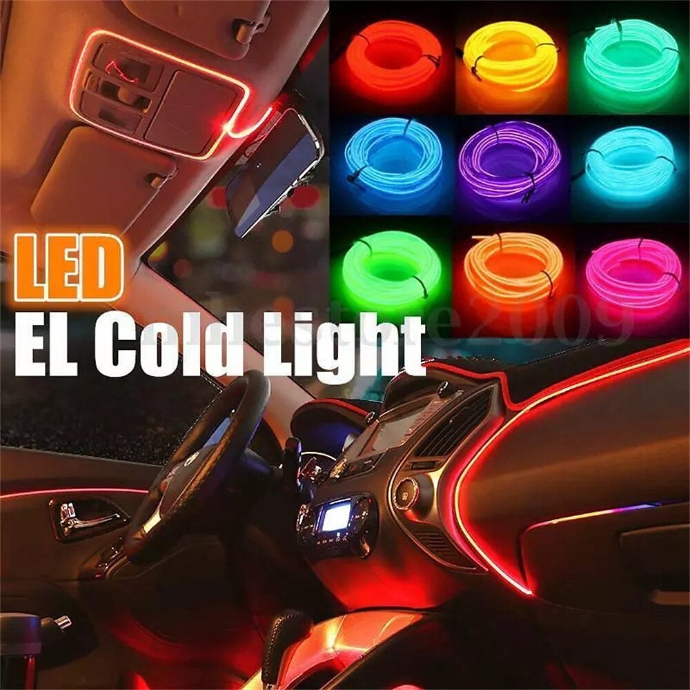 5m el draad voor auto-interieur stripverlichting met usb flexibele led neon sfeer omgevingstouw tape licht voor autodeur 2025 - $8.49 –P2
