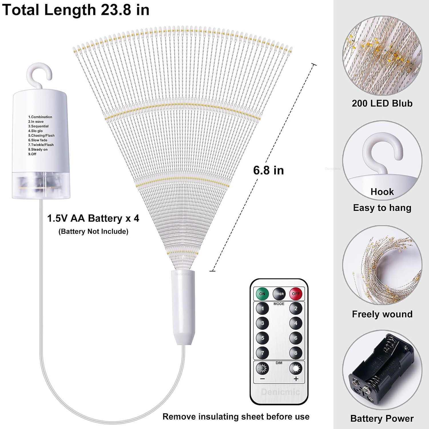 1/2 Pcs Firework Lights 200 LED Copper Wire Starburst Light, 8 Modes Battery Operated Fairy Star Sphere Lights With Remote, Warm White Hanging Ceiling Decorations For Bedroom, Christmas, Party 2025 - $28.99 –P4