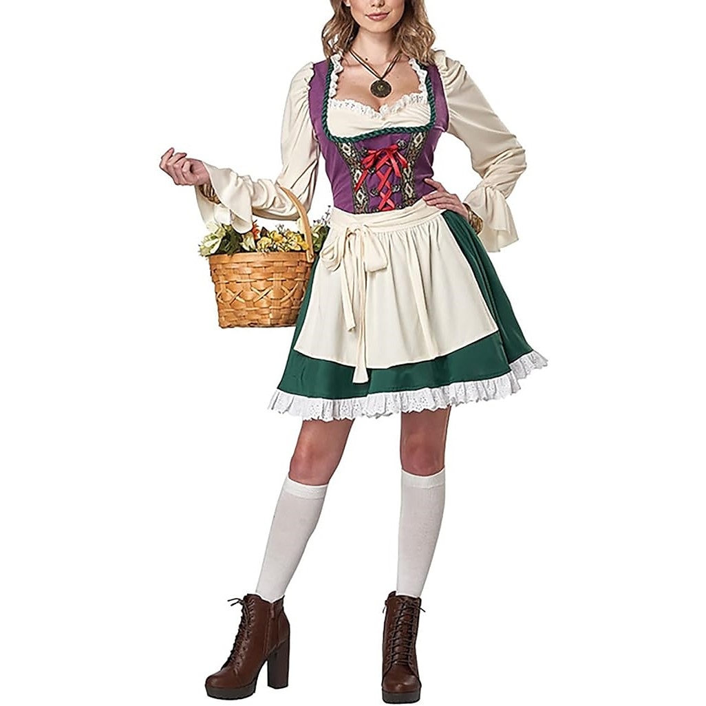 Oktoberfest Dirndl Trachtenkleader Oktoberfest / Bere bavareză Wiesn Stil tradițional Pajiști Pentru femei Pânză în stil tradițional Rochie Șorț 2025 - $43.99 –P1