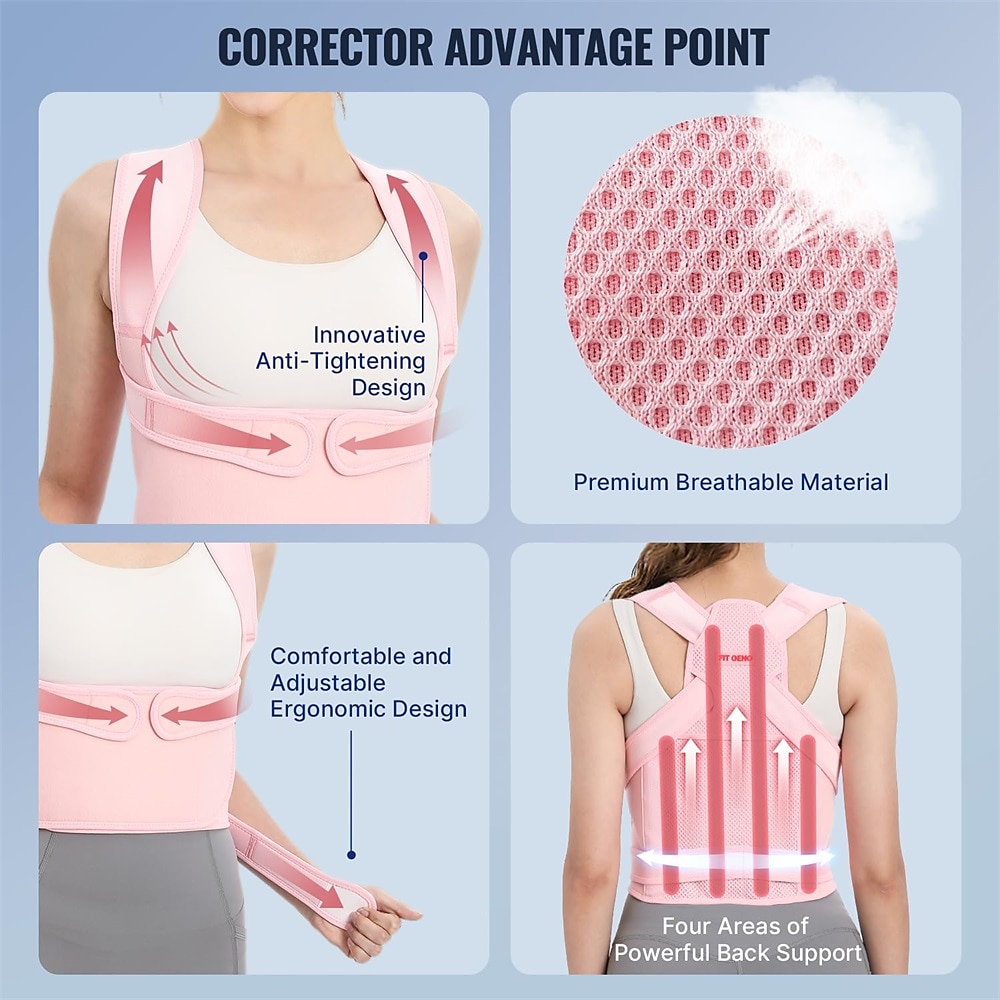 Back Brace Posture Corrector for Women: Shoulder Straightener Adjustable Full Back Support Upper and Lower Back Pain Relief - Scoliosis Hunchback Hump Thoracic Spine Corrector Pink Large 2025 - $25.99 –P5