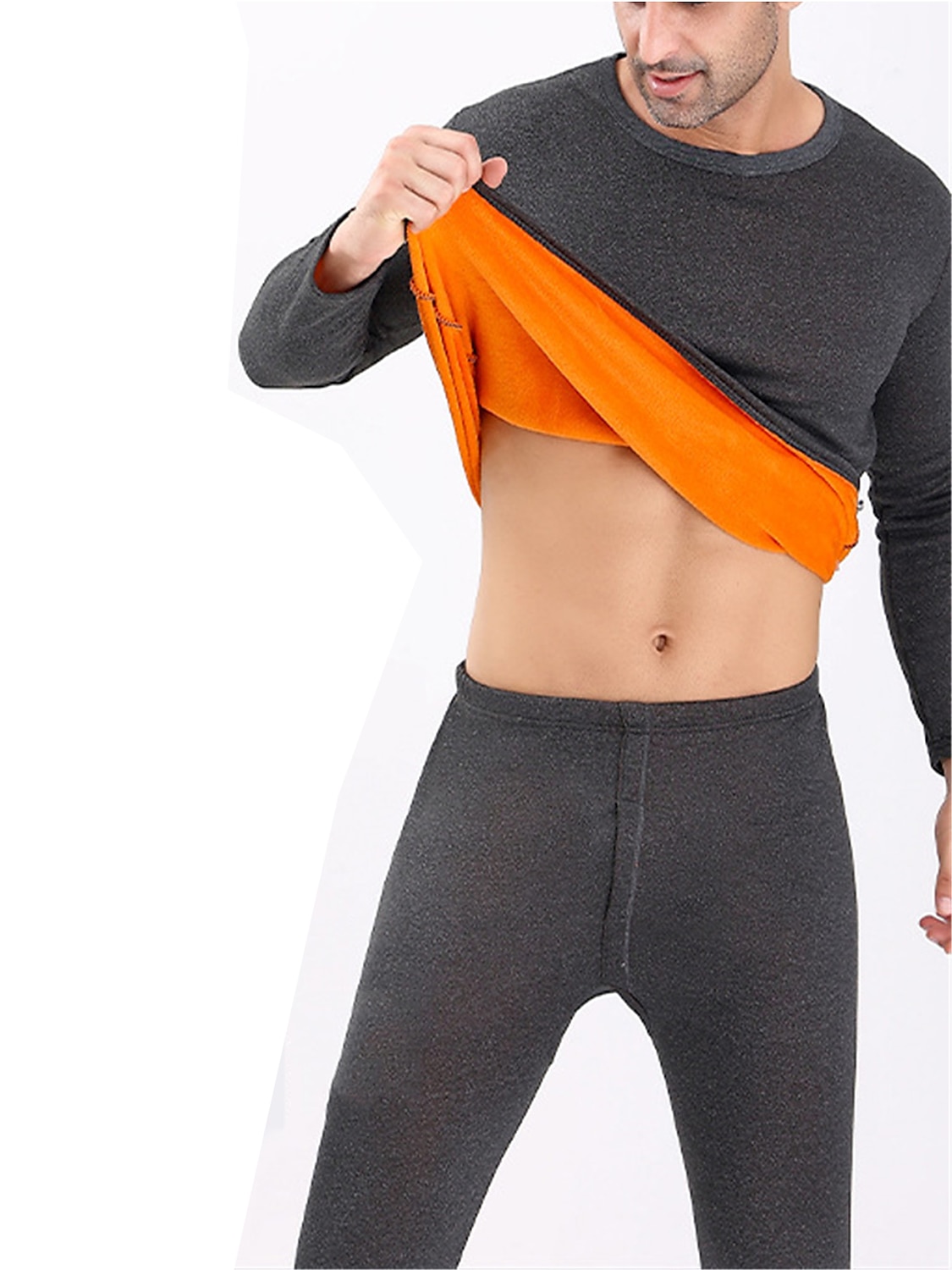 Men's Thermal Underwear Sleepwear Thermal Set 2 Pieces Plain Warm Fashion Casual Home Daily Bed Polyester Fleece Comfort Warm Soft Crew Neck Long Sleeve T shirt Tee Pant Fall Winter Black Red 2025 - $18.49 –P7