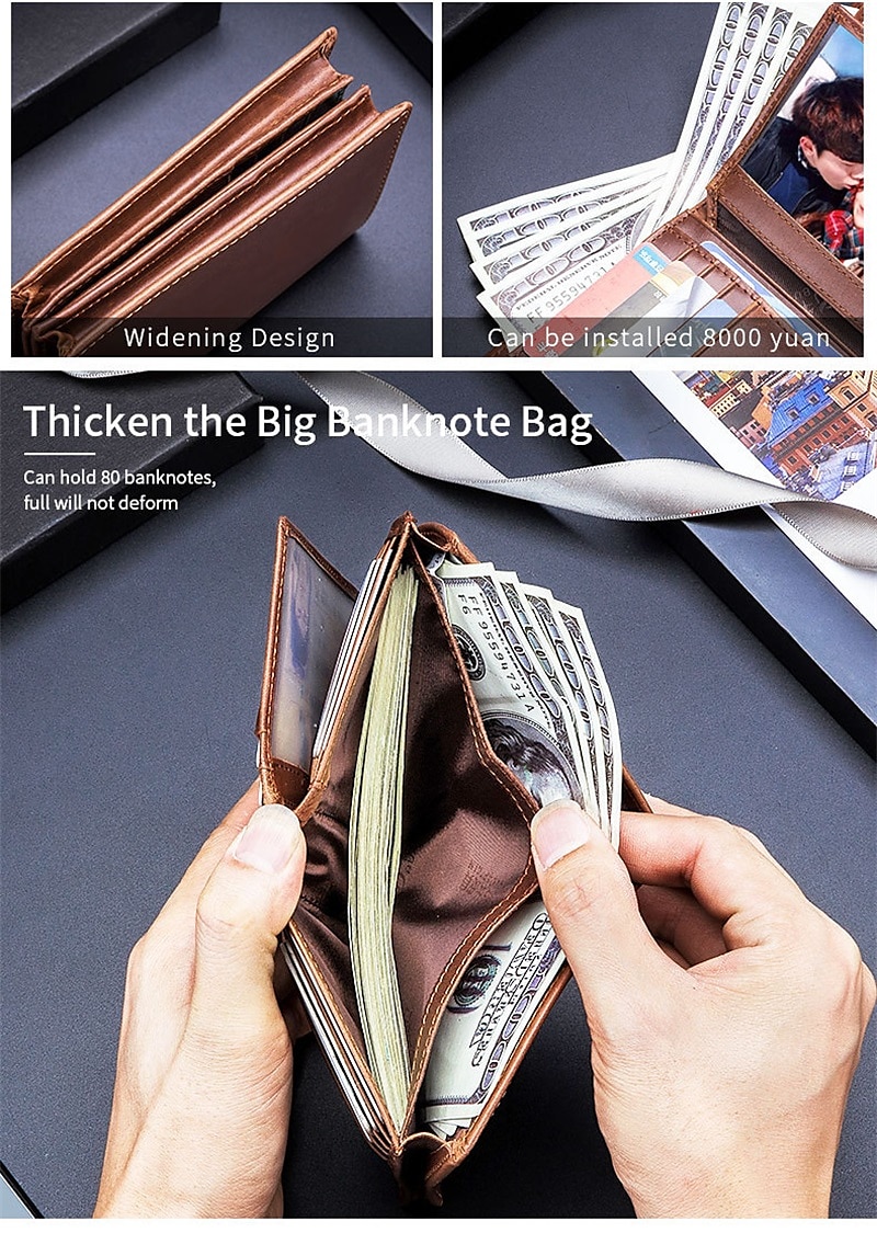 1 шт., мужской кошелек из коровьей кожи капитана большой емкости, кожаный кошелек для водительских прав, утолщенный модный брендовый кошелек с несколькими картами 2026 - $26.99 –P3