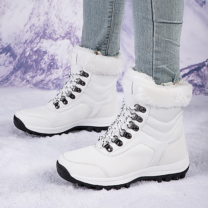Women's White Winter Snow Boots with Faux Fur Lining and Lace-Up Design - Waterproof and Insulated Cold Weather Footwear 2025 - $59.99 –P1