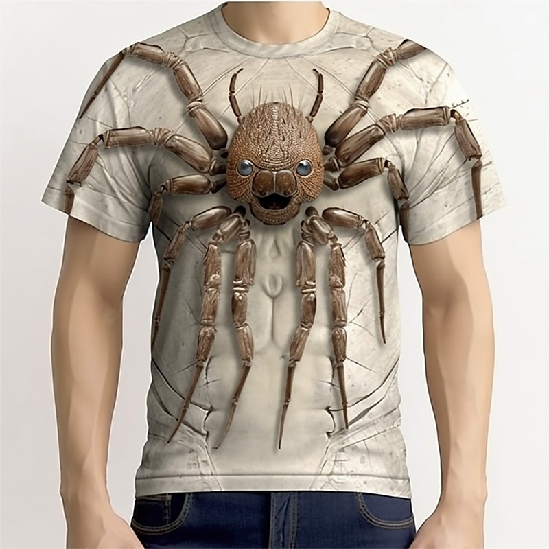 Halloween Herren Graphic Spinnen T Shirt Kurzarm T-Shirt 3D-Druck Rundhalsausschnitt Hemd Täglich Designer Retro Vintage Sports Outdoor Festtage Ausgehen Dunkelbraun Gelb Leicht Braun Frühling Sommer 2025 - $17.99 –P6