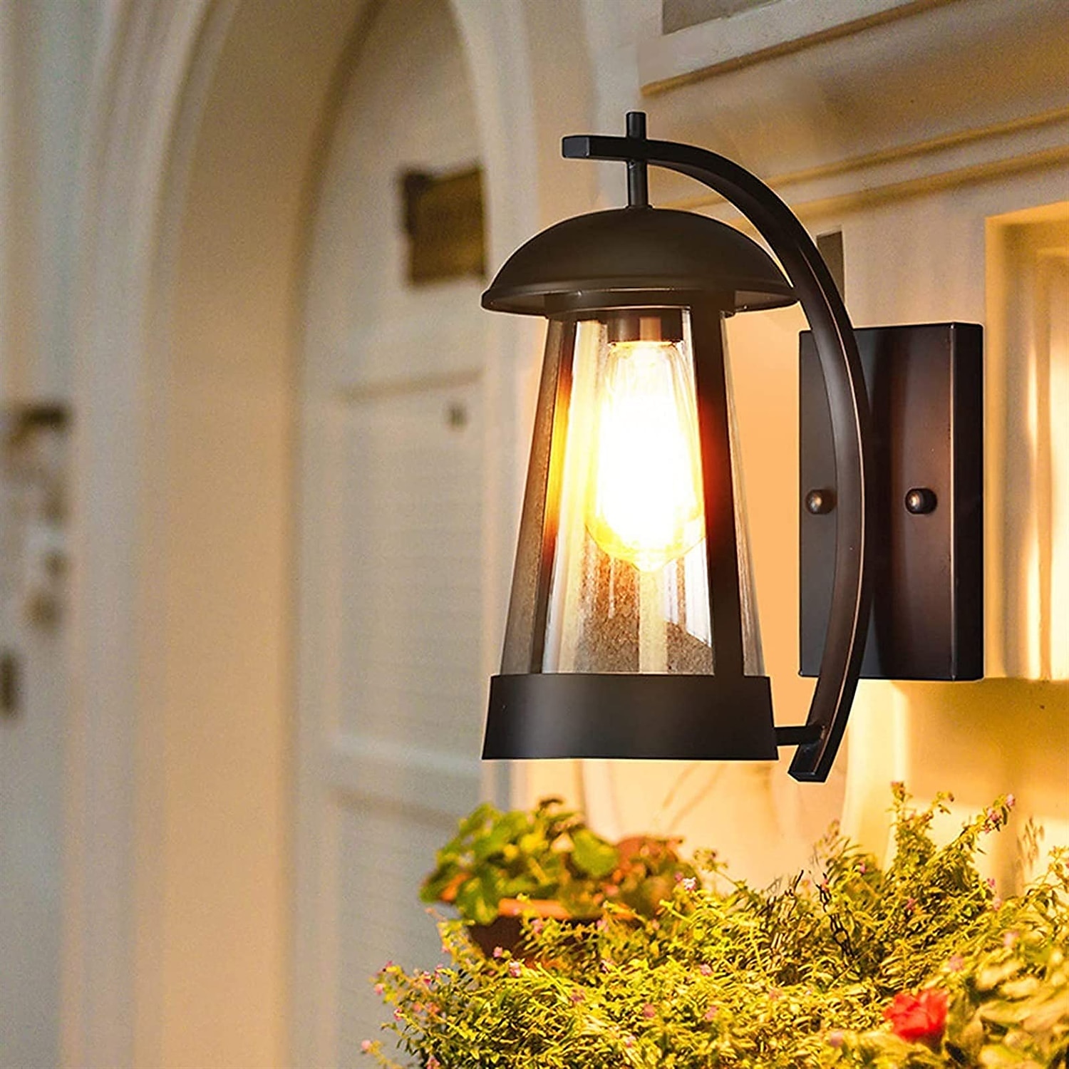 Aplique de pared impermeable, lámpara de pared antigua resistente a la intemperie, lámpara de pared LED para exteriores con pantalla de vidrio, aplique de pared de metal con casquillo e27 110-240v 2025 - $199.99 –P4