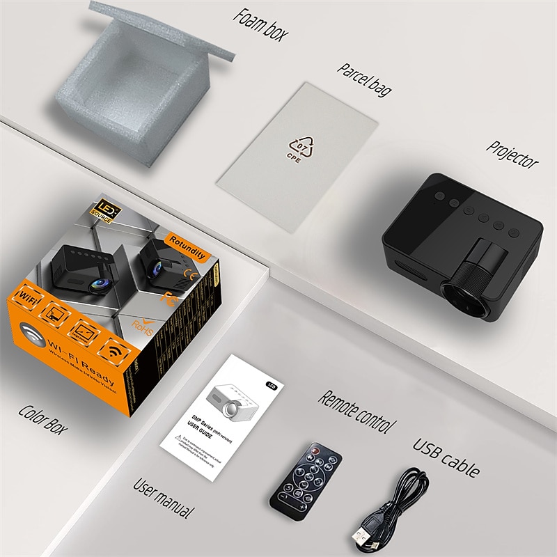 YT100 Mini Projector Wireless WIFI Display Screen Mirror with iOS and Android Smartphones Support USB Input Pocket Projector for Classic Movie Kids Animation 2025 - $63.99 –P6
