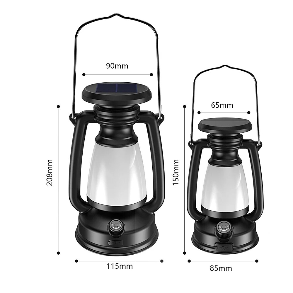 New Retro Lamp Tri-Color Led Stepless Dimming Light Source Portable Hanging Solar Charging USB Camping Outdoor Lighting 1PC 2025 - $30.99 –P11