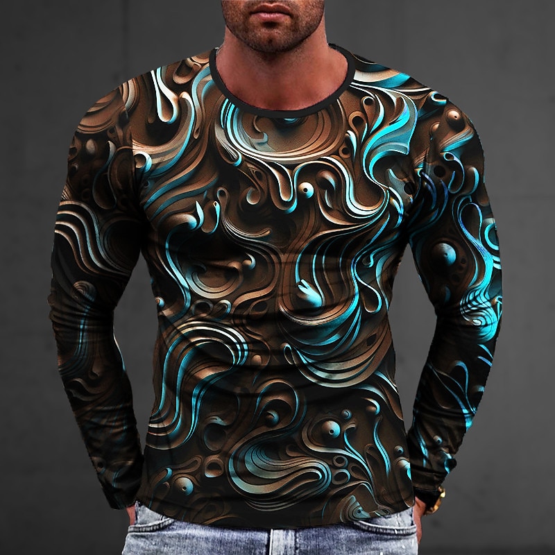 Men's Graphic Abstract T Shirt Long Sleeve T shirt 3D Print Crew Neck Shirt Fashion Designer Casual Sports Outdoor Holiday Going out Red Spring &  Fall Clothing Apparel S M L XL 2XL 3XL 4XL 2026 - $18.49 –P2