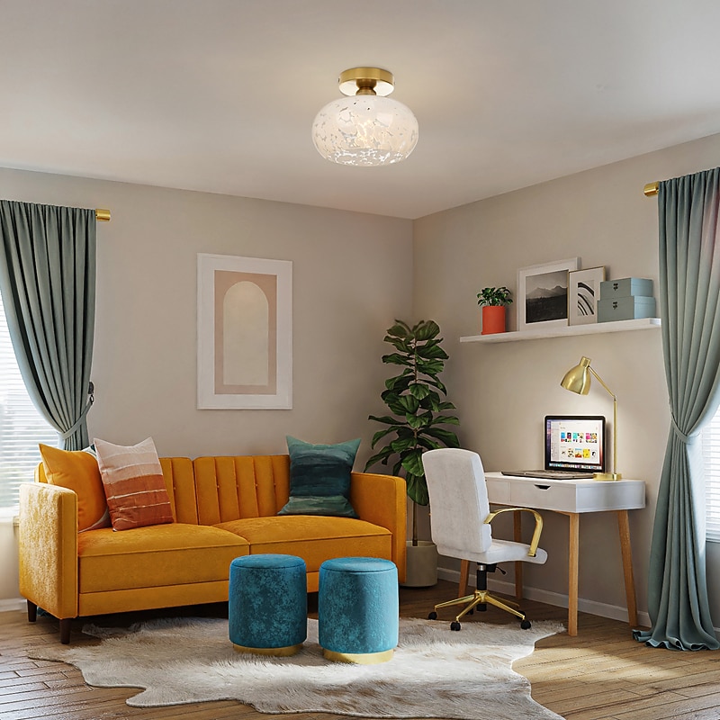 plafoniera in vetro semi-incasso plafoniera per camera da letto soggiorno corridoio cucina, moderna lampada a tamburo vicino al soffitto 110-240v del 2026 a $115.99 –P2