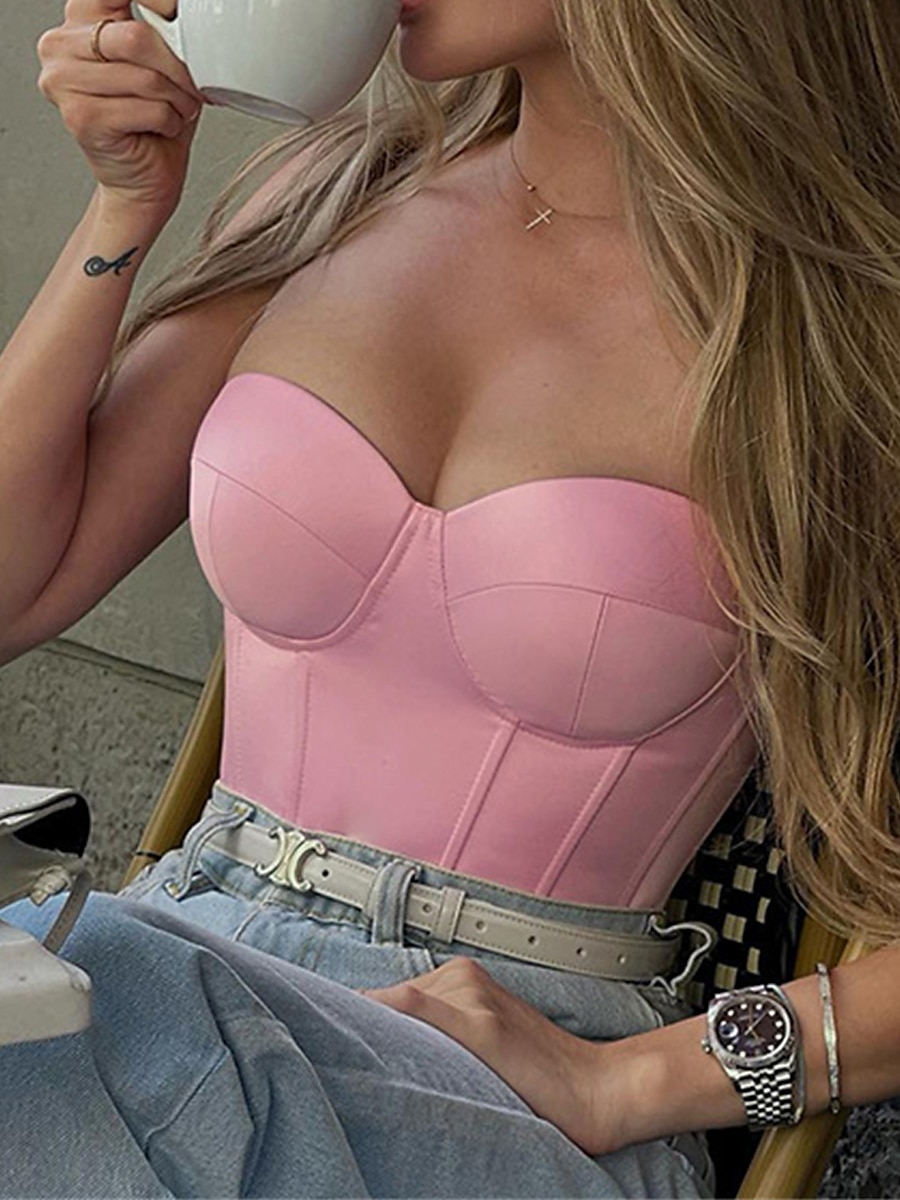 kvinnors shapewear ren färg korsetter street date gå ut andas bandeau ärmlös rygglös sommar vår hem outfits 2025 - $15.99 –P10