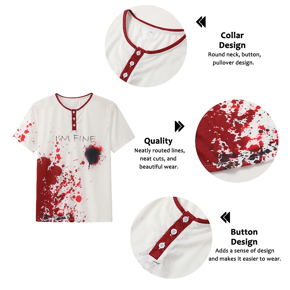 I'M Fine Mens Graphic Shirt Color Block Prints Fashion Basic Casual 3D Henley Tee Vintage Outdoor Daily Going Black Blue Red & White Cotton 2025 - $21.99 –P1