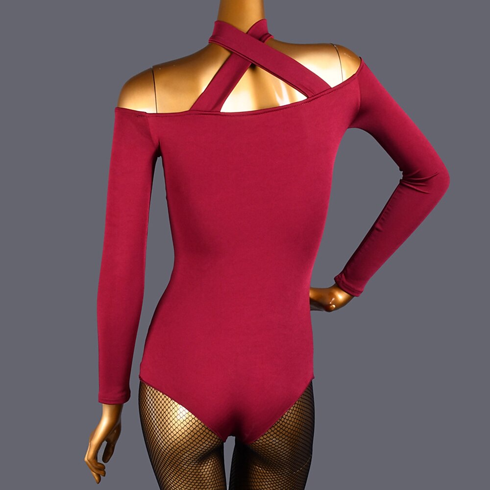 tanssi salsa latinalaistanssi juhlatanssi trikoo / onesie hollow-out puhdas väri splicing naisten suorituskyky koulutus pitkähihainen korkea spandex 2025 - $24.99 –P3