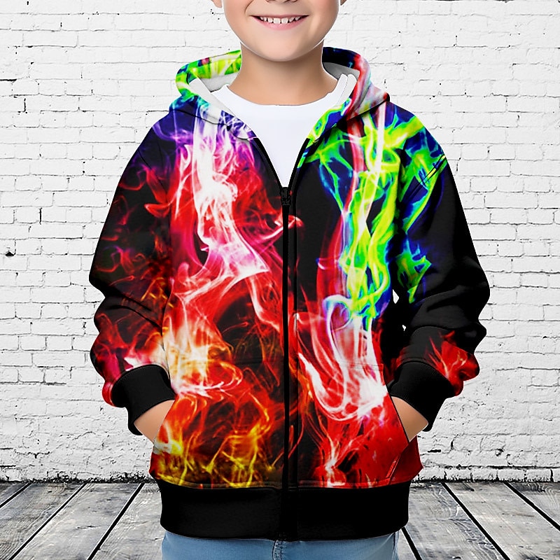 pojkar 3d grafisk huvtröja ytterkläder långärmad 3d-tryck höst vinter mode streetwear cool polyester barn 3-12 år utomhus casual daglig normal passform 2025 - $18.49 –P2
