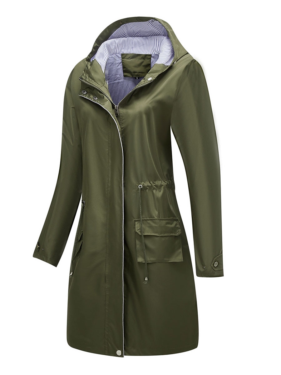 Dam Trenchcoat Utomhus Gata Dagligen Höst Vinter Lång Täcka Normal Regnsäker Håller värmen Andningsfunktion Stylish Nutida Ledigt Jacka Långärmad Slät Snörning Med fickor Svart Gul Vin 2025 - $62.99 –P20