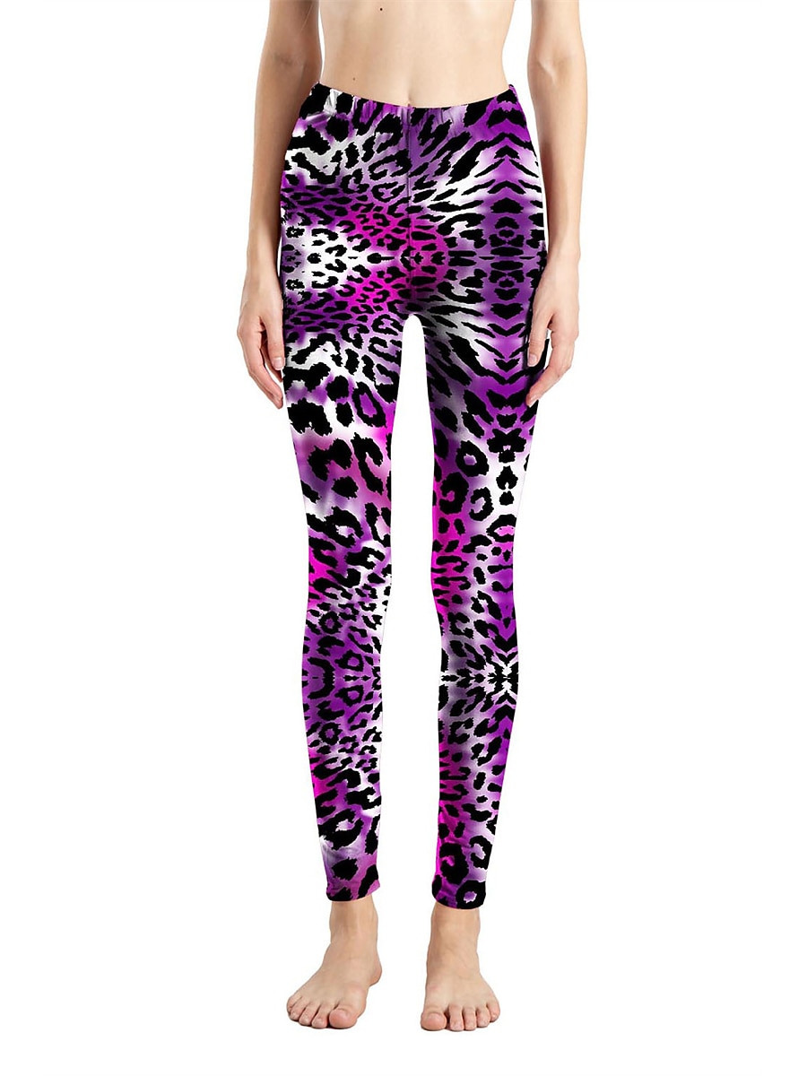 Women's Leggings Active Fashion Full Length High Waist Leopard Gradient Snake Print Elastic Waist Print Breathable Soft Comfortable Micro-elastic Outdoor Vacation Home Leopard Print 0358 blue and 2025 - $13.99 –P47