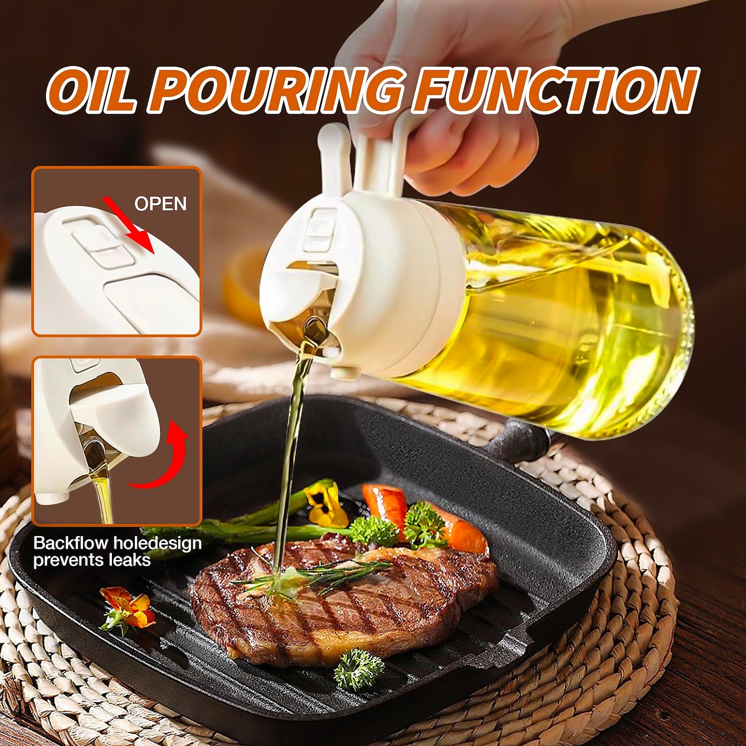 Rociador y dispensador de aceite de vidrio 2 en 1, 16oz para cocina, botella de aceite de oliva de 470ml, rociador de aceite para cocinar, cocina, ensalada, barbacoa 2025 - $12.99 –P6
