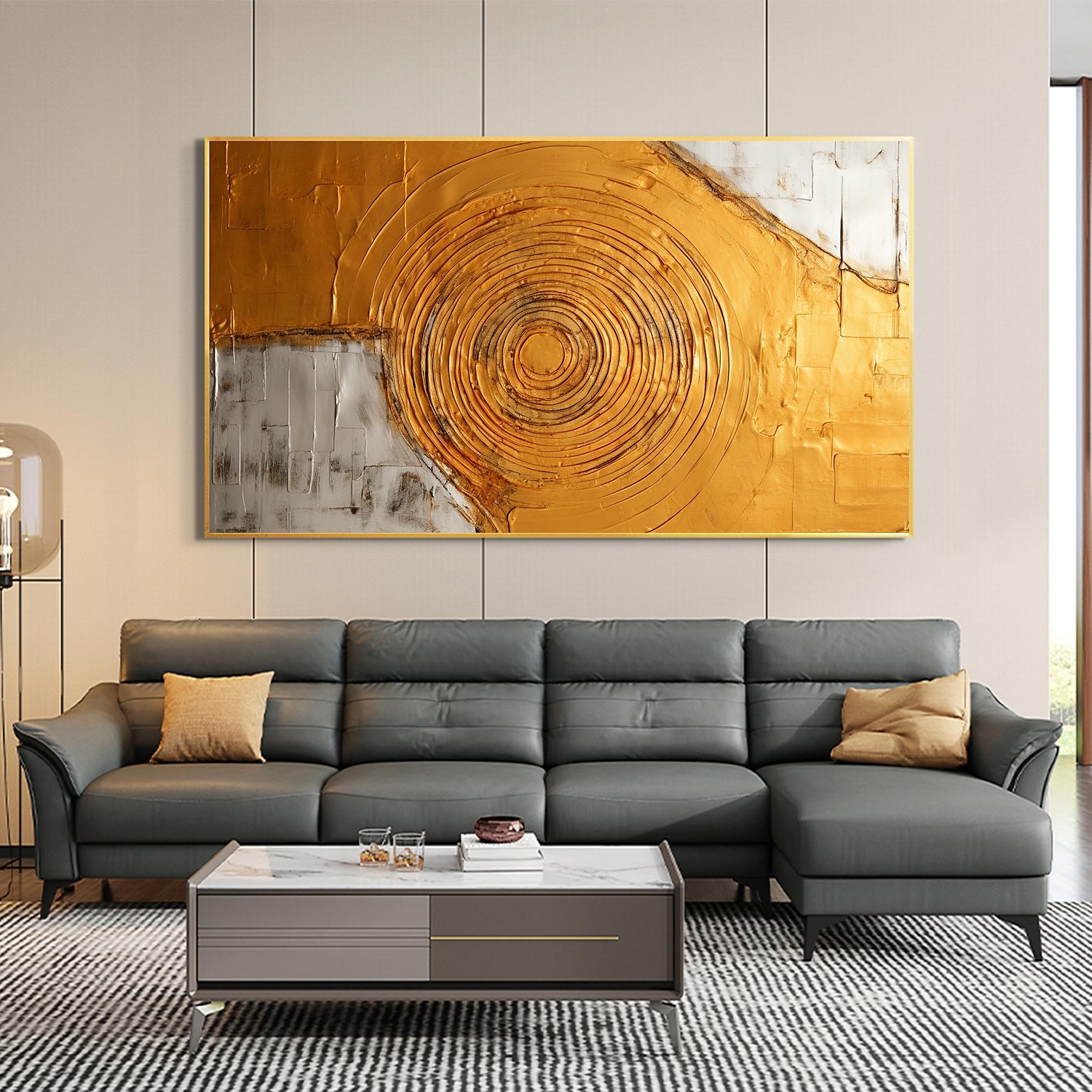 Handmade Oil Painting Canvas Wall Art Decor Original Skiing Gold Texture for Home Decor With Stretched Frame/Without Inner Frame Painting 2025 - $158.99 –P9