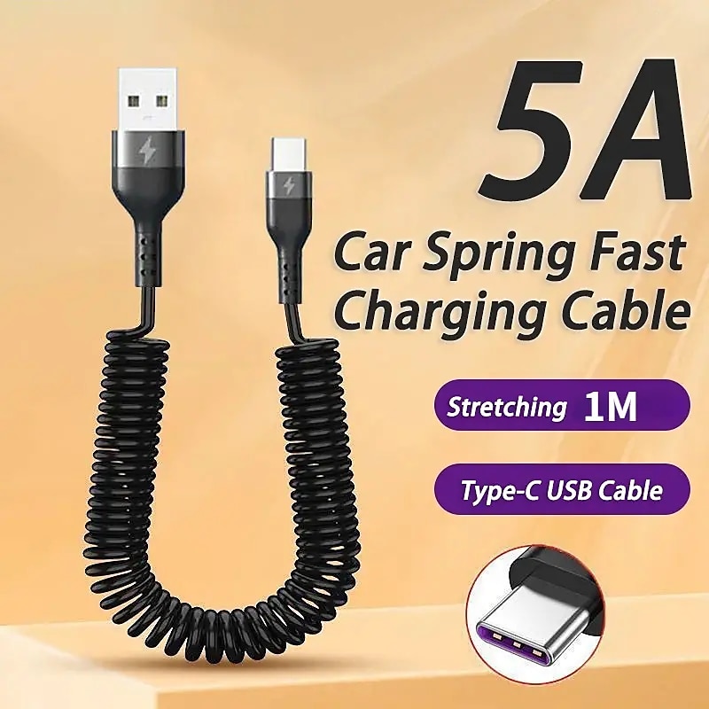 5A Fast Charging Type C Cable Micro USB Spring Car USB Cable For Samsung Xiaomi Redmi POCO Huawei Honor Phone Accessories Gift 2025 - $6.99 –P1