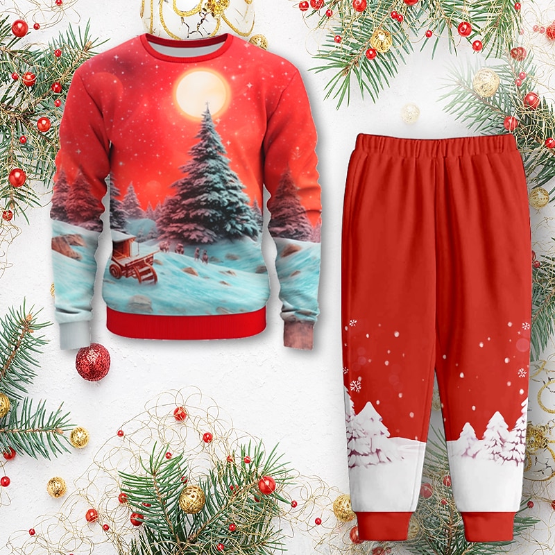 Pojkar 3D jultomten Sweatshirt & Sweatpants Set Set Långärmad 3d-utskrivning Höst Vinter Aktiv Mode Häftig Polyester Barn 3-12 år Rund hals Utomhus Gata Semester Normal 2025 - $25.99 –P6